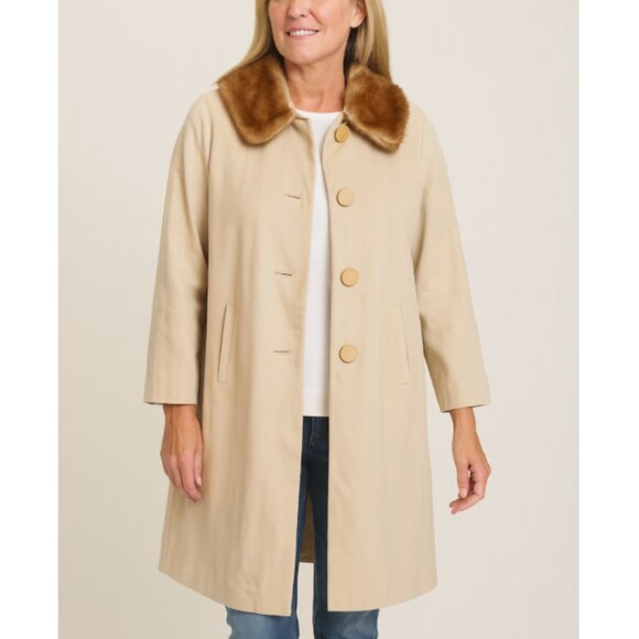 Vintage Cashmere and Fur Coat Size Medium VGUC - Picture 1 of 8